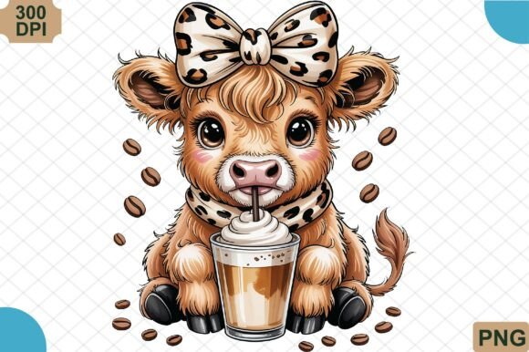 Download Coffee-Loving Highland Cow PNG - Premium Resources