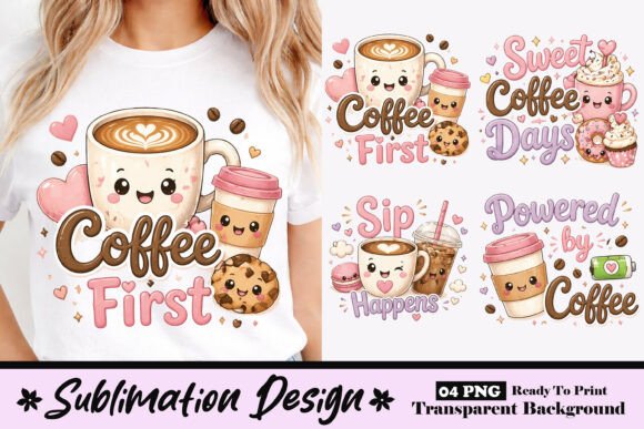 Download Cute Coffee First Kawaii Coffee Lover - Premium Resources